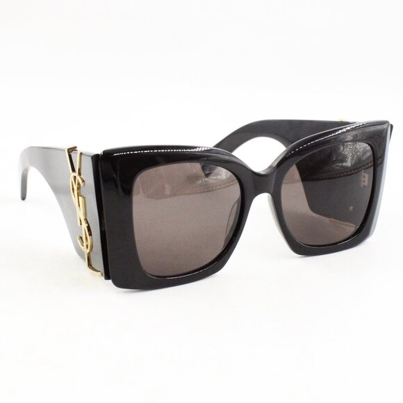 Pre-Owned Saint Laurent SLM119 Blaze Oversized Cat Eye Sunglasses in Black/Gold - Picture 1 of 12